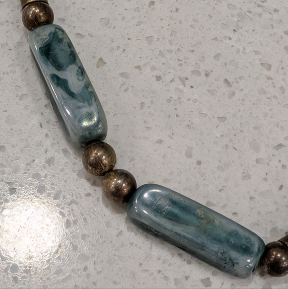 Sterling Silver Australian Beads And Mother Of Pearl Choker Necklace - Picture 5 of 12